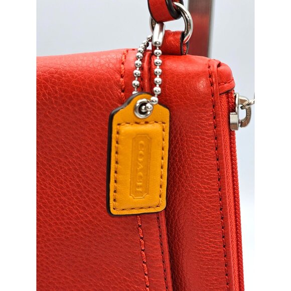 Coach Women's Red Pebble Leather Park Wristlet Clutch Turn Lock Purse 365 - Picture 9 of 13